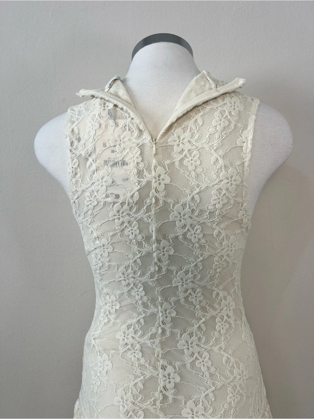 ZARA NWT Ecru Lace Maxi Dress Size S Sheer Mock Neck Wedding Bridal Boho - Picture 7 of 15